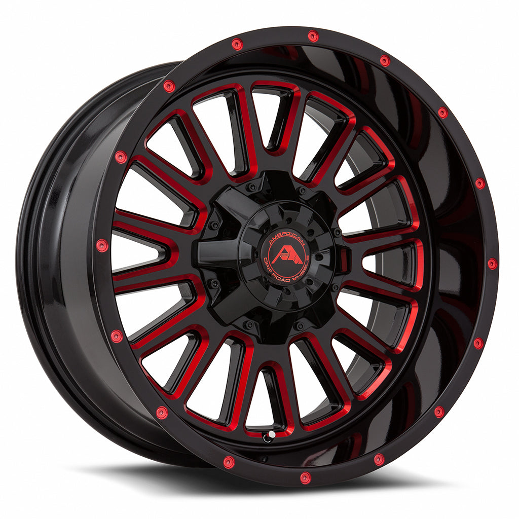 A105 Black Milled Red – American Off-Road Wheels